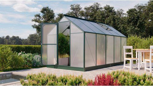 VITAVIA Gewächshaus Eos Plus 7500 aus Aluminium in Grün, B: 198 cm, H: 208 cm, L: 377 cm - Bild 1