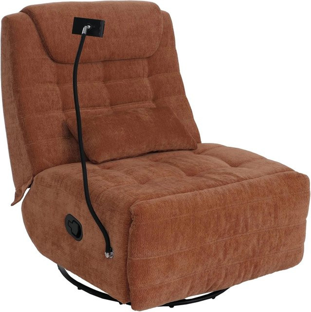 MCW Relaxsessel P92 in Terrakotta mit Handyhalterung, drehbar und mit Kippfunktion, Stoff Chenille - Bild 2