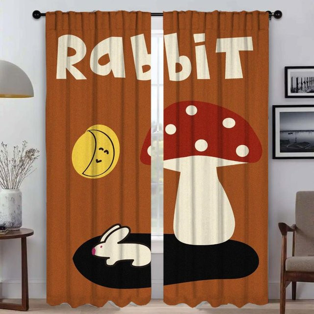 Halloween Verdunkelungsvorhang mit Vintage Cartoon Muster in Braun, 2 Paneele, Breite: 50 cm, Höhe: 70 cm - Bild 1