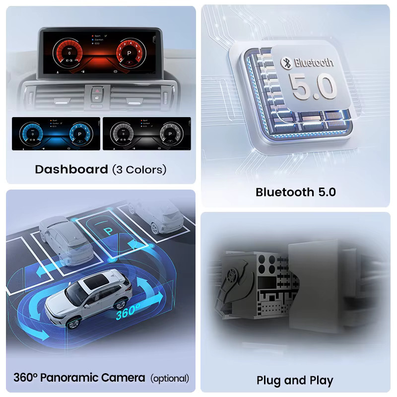 Junsun Drahtloses Multimedia Autoradio mit CarPlay und Android Auto für BMW 1 2 3 4 Serie (F20 F21 F22 F30 F31 F32 F33 F34 F36), Schwarz - Bild 3