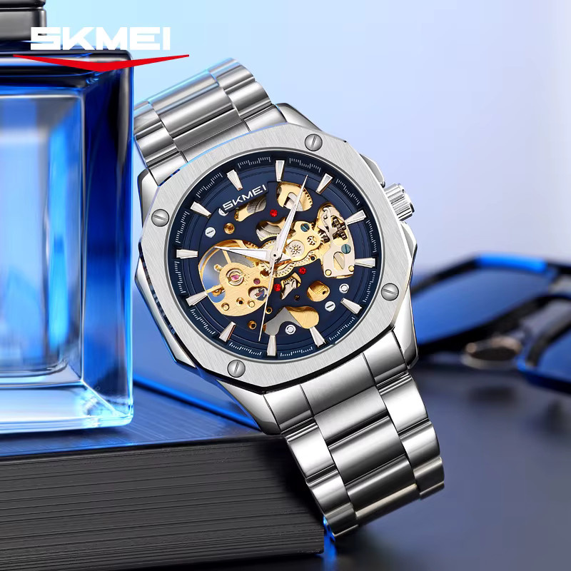 SKMEI Armbanduhr Automatik, Edelstahl, Silber, Herren - Bild 2