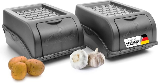 Novaliv Kartoffel- und Zwiebelaufbewahrungsbox Set, 2er Pack, Anthrazit Grau, stapelbar, 3,5 l pro Box - Bild 1