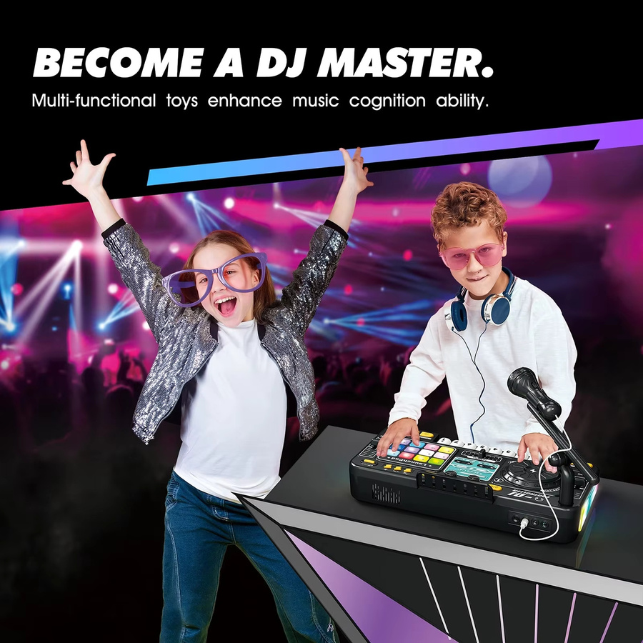 Luxuglow Multifunktionaler DJ-Plattenspieler mit Mikrofon und Bluetooth in Schwarz - Bild 3