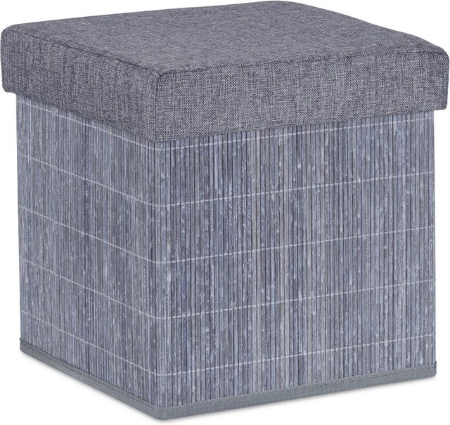 Relaxdays Sitzhocker Bambus Grau Faltbar B/T/H: 36 x 35 x 35 cm - Bild 1