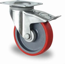 CASCOO Lenkrolle Serie N2U6 mit Totalfeststeller und Rollenlager, Durchmesser: 160 mm, verzinkter Stahl und Kunststoff, mehrfarbig - Bild 1