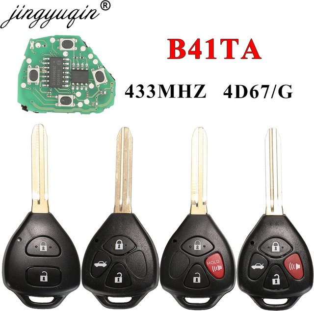 Jingyuqin B41TA Fernbedienung Auto Schlüssel für Toyota Forruner Hilux Innova Corolla RAV4 Yaris, 4 Tasten, 433MHz, 4D67 G Chip, Schwarz, 89070-52E61 - Bild 1