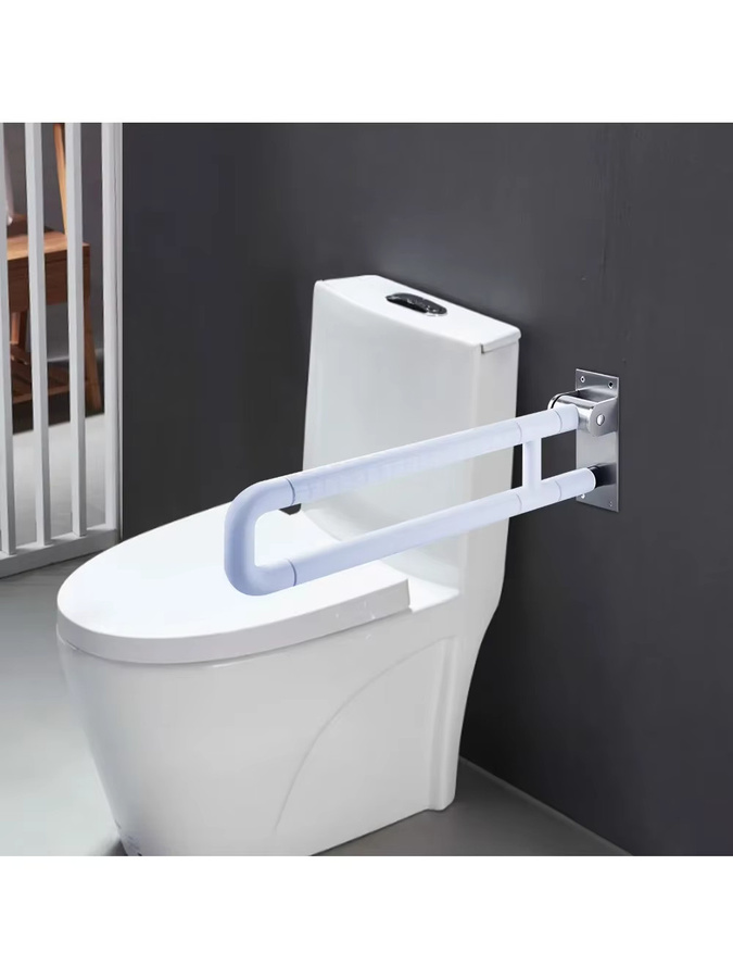 Zusammenklappbarer Toilettenstützgriff in Weiß, Wandmontage, Tragfähigkeit 300 kg - Bild 5