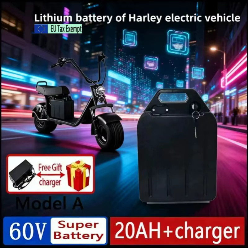 Ddadache Lithium-Ionen-Batterie für Harley Zweirad-Elektromotorräter und Citycoco Faltroller, 60V, Farbe: Schwarz - Bild 1