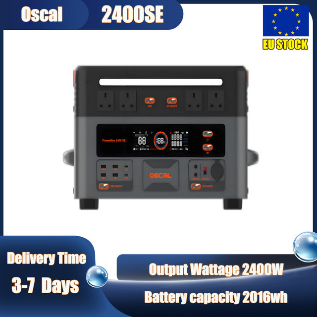 Oscal PowerMax 2400SE Tragbare Powerstation in Schwarz mit 2016Wh Kapazität und 2400W Leistung, LiFePO4 Outdoor-Generator mit Smart-App-Steuerung - Bild 1