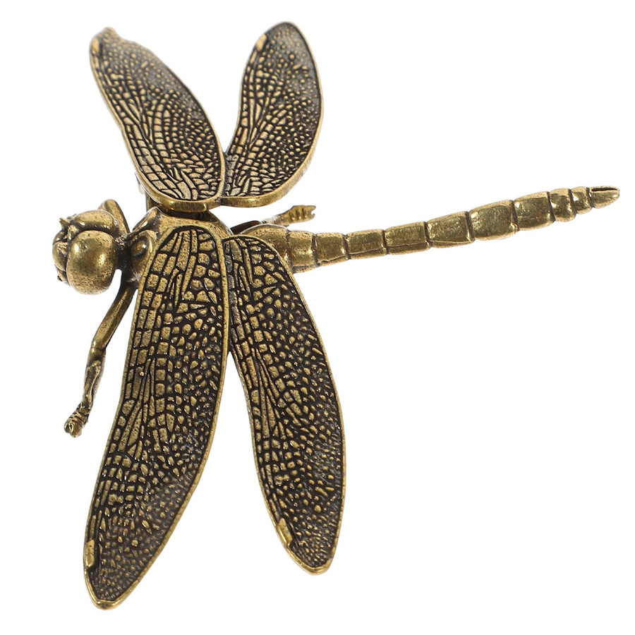 Yiran Furniture Libellen-Ornament aus Messing als dekorative Figur für die Heimdekoration, Gold/Silber, B: 9,5 cm, T: 6,7 cm, H: 1,5 cm - Bild 2