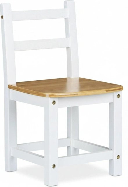 Relaxdays Kinderstuhl aus Bambus in Weiß im Landhausstil, B/T/H: 50 x 28,5 x 28 cm - Bild 1