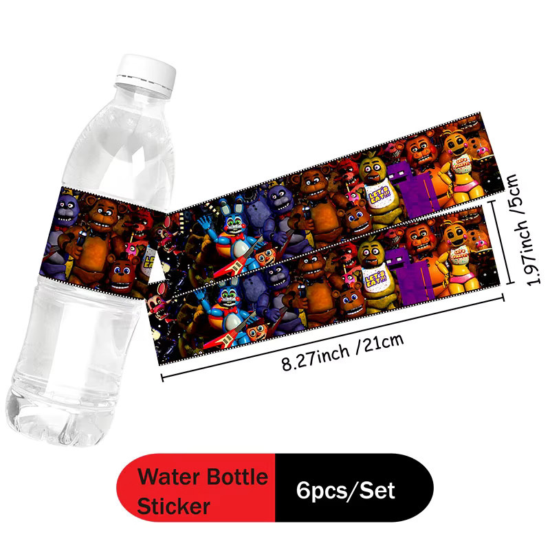 6 Stück Five Nights at Freddy's Aufkleber in Mehrfarbig für Wasserflaschen und Partydekorationen - Bild 2
