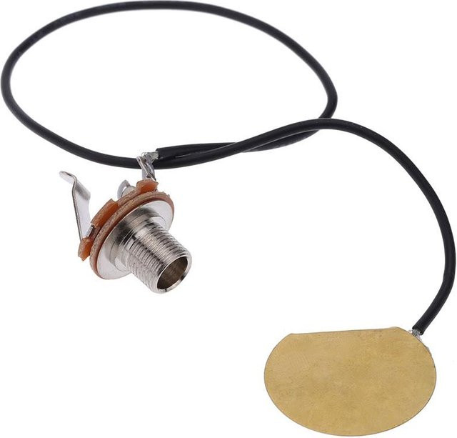 Igeteck Akustikgitarren-Wandler mit Piezo-Klinken-Tonabnehmer und vorverkabeltem Verstärker in Grau und Gold - Bild 1