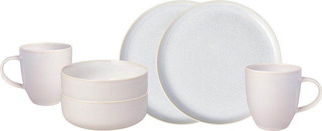 Villeroy & Boch Crafted Cotton Frühstücks-Set 6-teilig aus Porzellan in Beige und Weiß - Bild 1