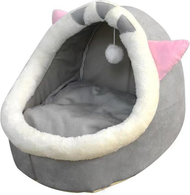 Gemütliches Katzenbett in Form einer Höhle von Household supplies MH, Farbe Grau, B/T/H: 40 x 38 x 34 cm - Bild 1