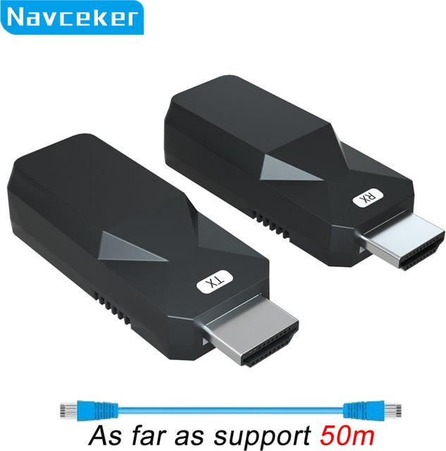 Navceker HDMI über IP Netzwerk Extender 1080P HDMI Sender mit PoE-Unterstützung für CAT5e und CAT6 LAN, Schwarz, 50m - Bild 1