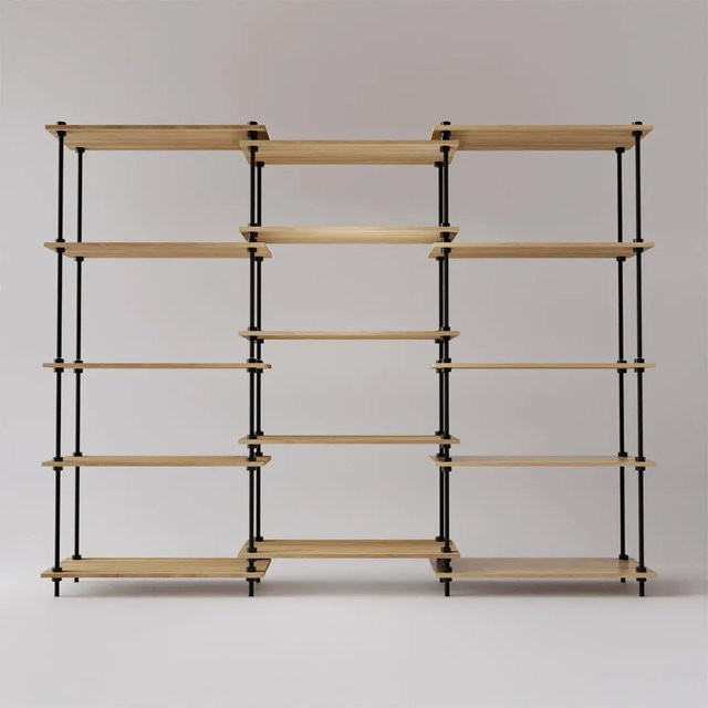 AR Shelving Deco Set Regal in Anthrazit-Eiche mit Stahl und Holz, H x B x T: 185 x 235 x 35 cm - Bild 1