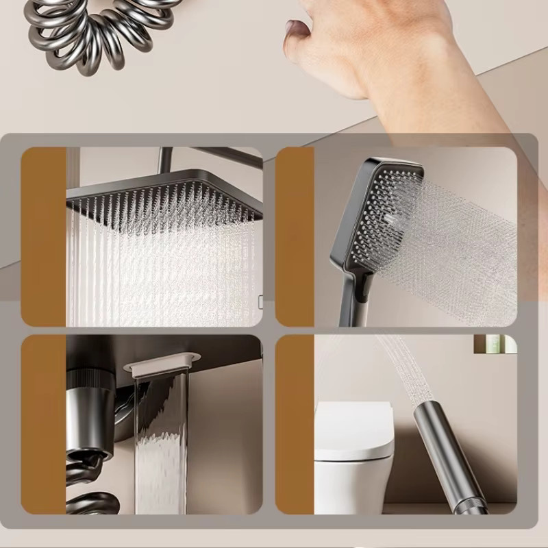 Washower Digitale Badezimmer Duscharmatur mit Temperaturanzeige und 4 Funktionen als Duschsystem mit Heiß-Kalt-Mixer - Bild 4