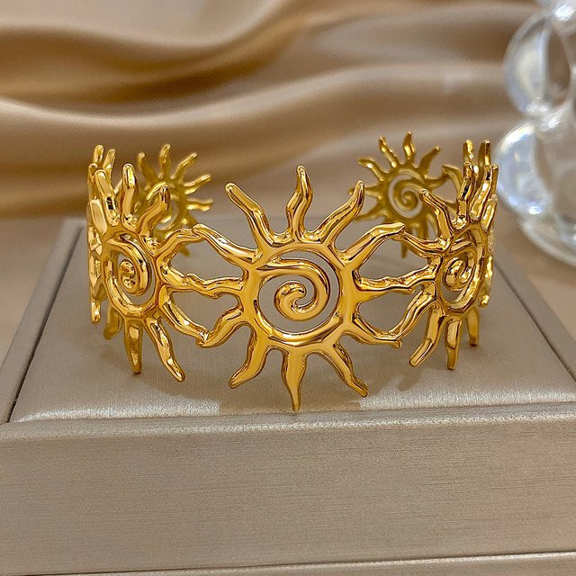 Lifefontier Armband Edelstahl, Vergoldet, Sonnenblume, Unisex - Bild 1