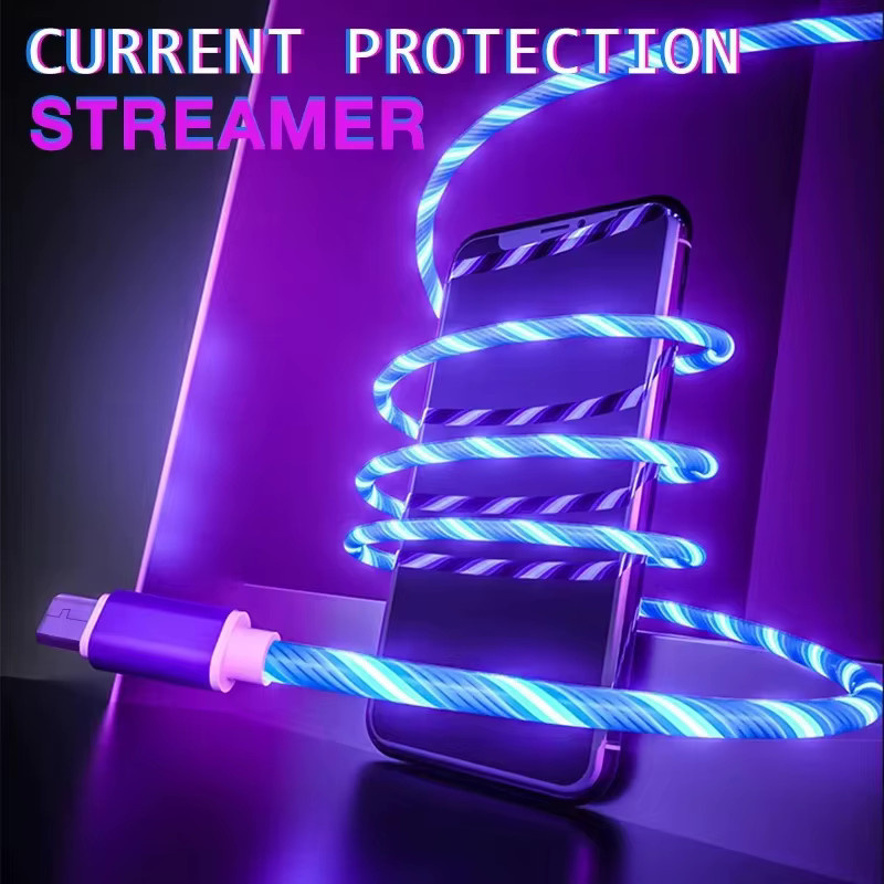 VBNM Leuchtendes LED USB-A auf Typ-C Schnellladekabel in Multicolour für iPhone 15 16 Pro Max, Xiaomi, Samsung, OPPO und Huawei - Bild 3