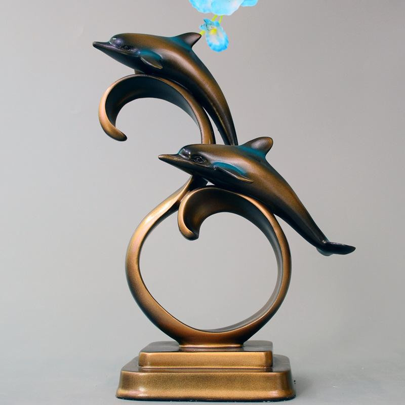 Yiran Furniture Nordische Delfin Ornamente aus Harz als moderne Wohnaccessoires für dein Wohnzimmer, Breite: 20,0 cm, Tiefe: 10,0 cm, Höhe: 20,0 cm - Bild 1