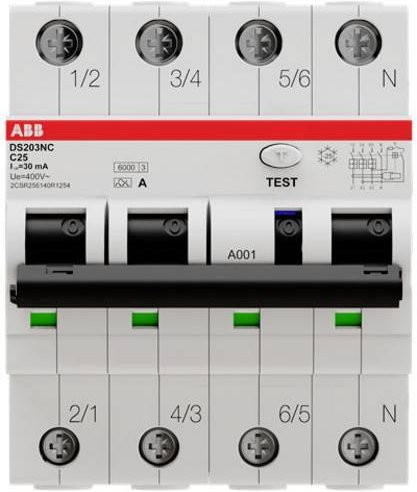 ABB FI-Schutzschalter und Leitungsschutzschalter RCBO 4polig in Weiß 2CSR256140R1254 - Bild 1
