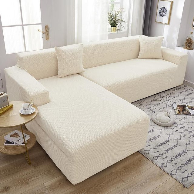 Elastischer Jacquard-Sofabezug als Schonbezug für Sessel, Eckcouch und L-förmige Sofas, Breite: 90-140 cm - Bild 1