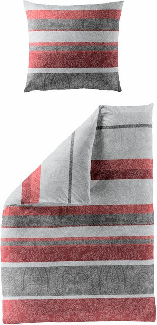 Bierbaum Biber Bettwäsche Set 6908 aus Baumwolle, Rot, B/T/H: 135 x 200 cm mit 1 Kissenbezug - Bild 1