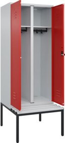 C+P Spind Classic PLUS Schwarz-Weiß Sitzbank mit 2 Abteilen und integrierter Sitzbank, B/T/H: 212,0 x 80,0 x 81,5 cm - Bild 1