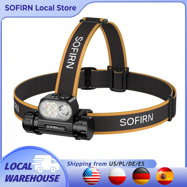 Sofirn HS22 Stirnlampe in Schwarz mit 2500 lm, SFT25R LED und stufenloser Farbtemperatureinstellung (2700–6000 K) sowie wiederaufladbarem 18650 4000 mAh Akku - Bild 1