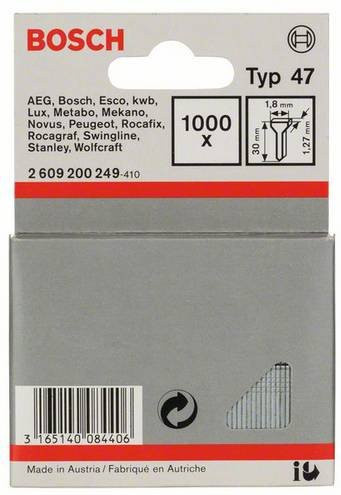 Bosch Tackernägel Typ 47 aus Stahl in Silber, Länge: 30 mm, Breite: 1,8 mm, Tiefe: 1,27 mm - Bild 1