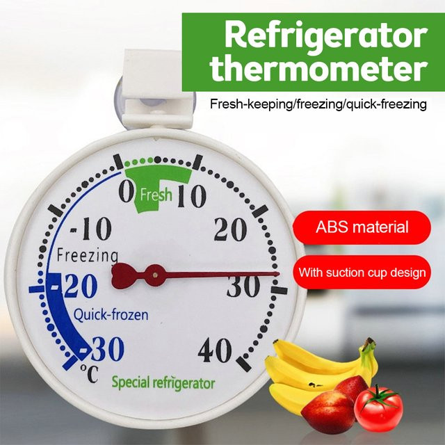 Aideepen Mini-Messgerät mit rundem Temperatursensor Analoges Thermometer für Kühlschrank und Gefrierschrank in Weiß -30 bis 40 °C - Bild 1