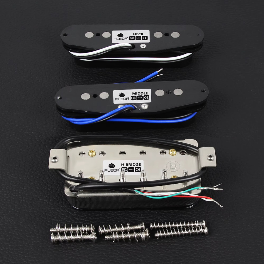 FLEOR 3-teiliges E-Gitarren-Tonabnehmer-Set aus Alnico 5, Single Coil und Humbucker Pickup, Schwarz, 5K+5K+14K - Bild 2