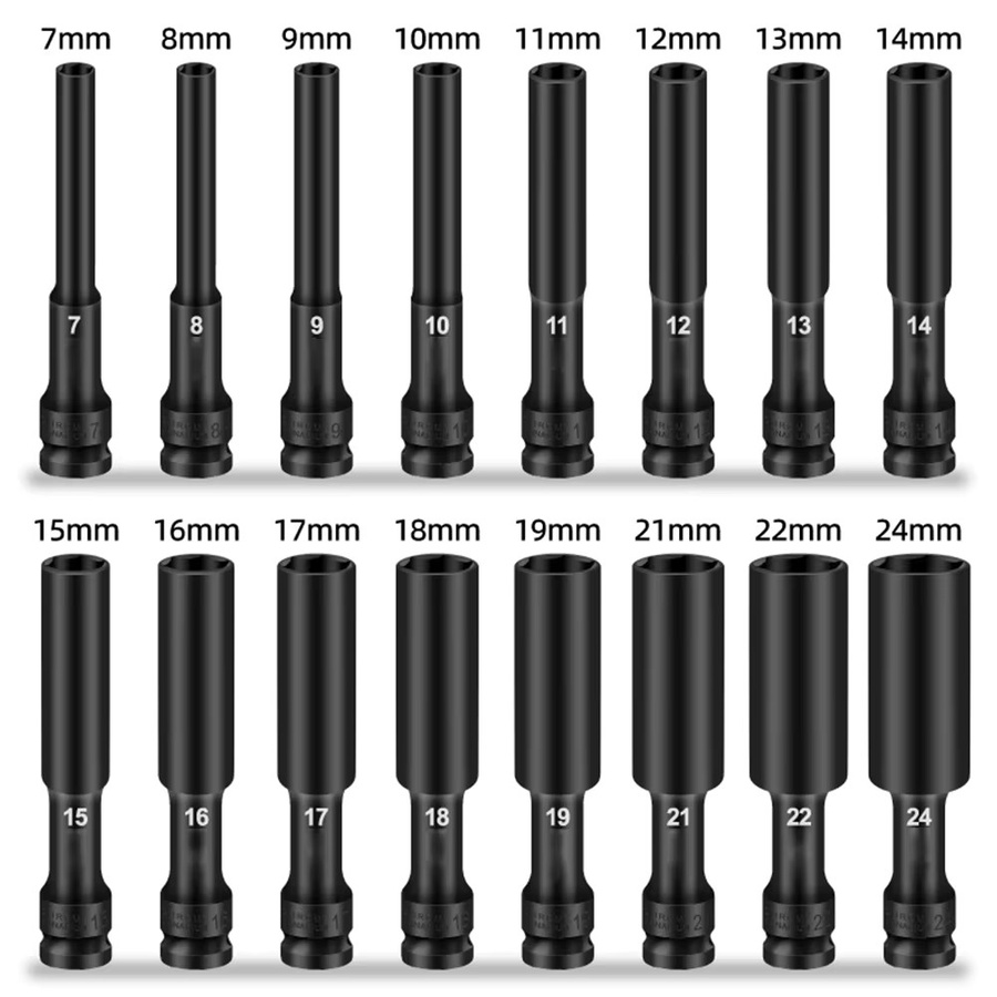 Vibratite Deep Impact Hex Socket Bit Extra Deep für 1/2 Zoll Antrieb, 8-24mm, Schwarz - Bild 4