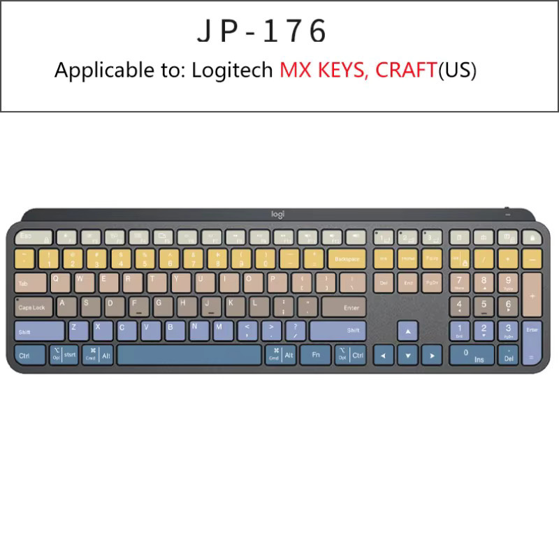 Mehrfarbige farbcodierte Tastenkappen-Aufkleber für Logitech MX Keys S Craft Tastatur als Ersatz-Tastaturetiketten - Bild 5