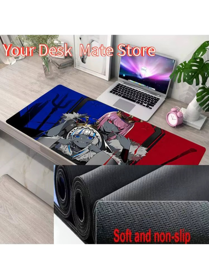 Potdemiel XXL Laptop Deskmat Gawr Gura Hololive Motiv, rutschfeste Gamer Mousepad in Multicolour - Bild 6