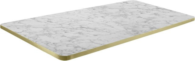 VEGA Indoor-Tischplatte Marvani rechteckig, Gold/Weiß/Marmoriert, B: 80 cm, L: 120 cm, H: 2,5 cm - Bild 1