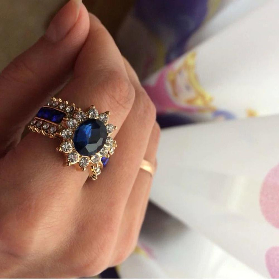 SILVERHOO Ring, Vintage, blau, Zirkonia, Saphir, Damen - Bild 3