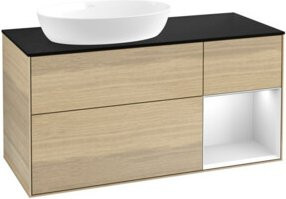 V&B Waschtischunterschrank Finion in Weiß lackiert mit Eichenregal, Breite: 120 cm, Tiefe: 50,1 cm, Höhe: 50,1 cm - Bild 1