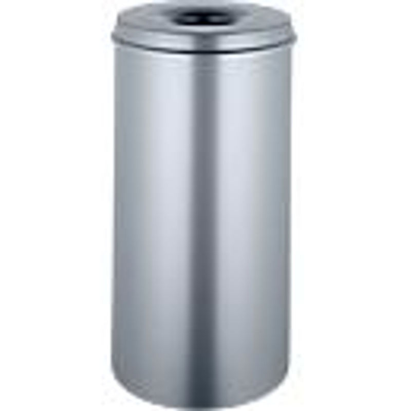 Abfallsammler für den Innenbereich mit selbstlöschendem Deckel, 50 l, Stahl pulverbeschichtet, Farbe: Silber, Durchmesser: 33,5 cm, Höhe: 62,5 cm - Bild 2