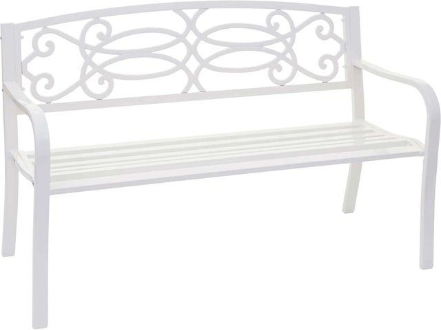 MCW Gartenbank F44 als 2-Sitzer aus pulverbeschichtetem Stahl in Weiß, B/T/H: 120 x 41 x 87 cm - Bild 2
