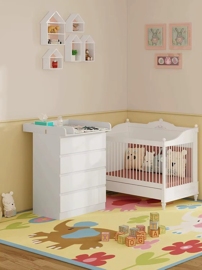 WOLTU Wickeltisch Weiß mit abnehmbarer Wickelauflage und 4 Schubladen für das Kinderzimmer, B/T/H: 80 x 75 x 109,2 cm - Bild 2