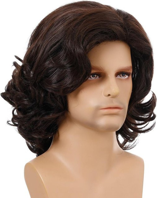 Wig Supplies Factory Herren Perücke, kurz, lockig, braun - Bild 1