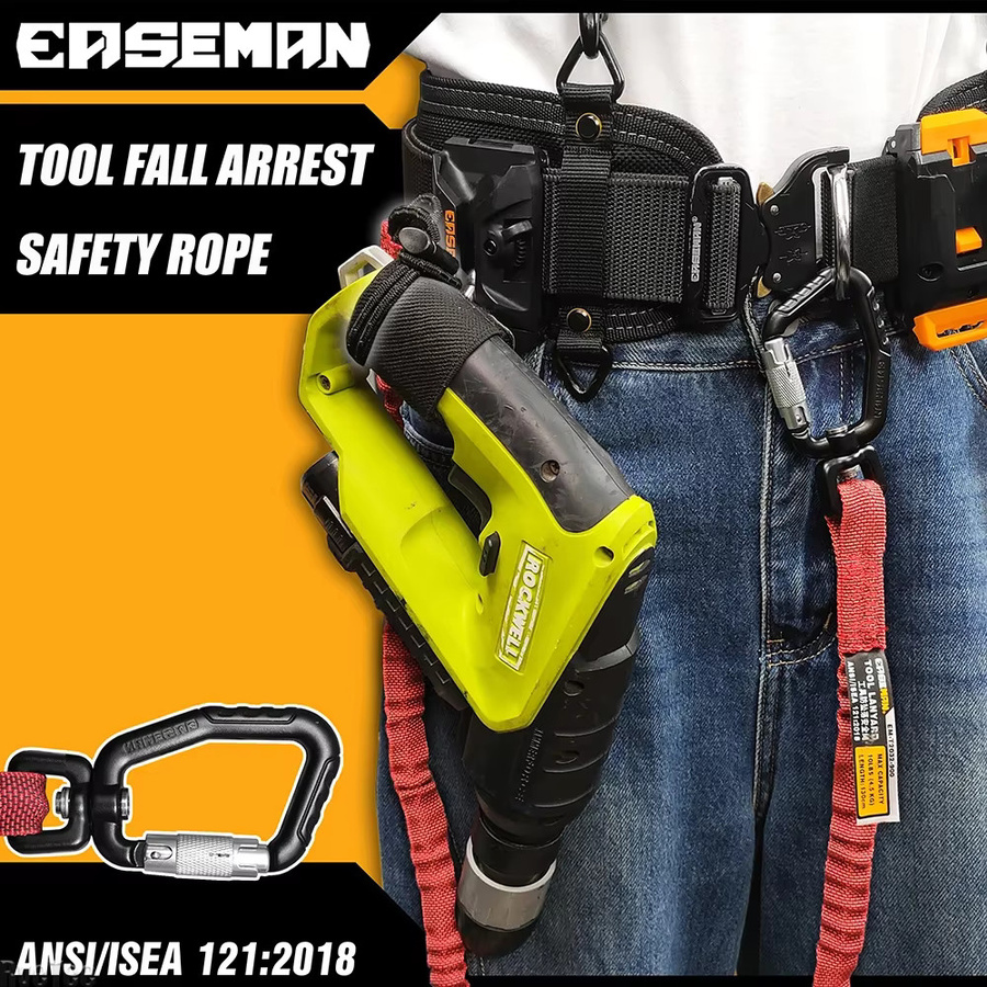 EASEMAN Werkzeug-Absturzsicherungsseil mit Doppelverriegelungshaken für Makita und DeWalt Bohrmaschinen, Hammer und Schraubenschlüssel - Bild 2