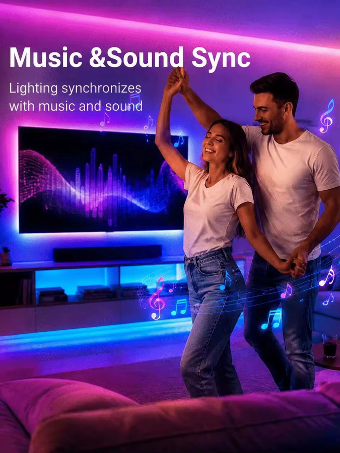 GHUSTAR RGB LED-Streifen mit App- und Fernbedienung, musiksynchron und Bluetooth, Mehrfarbig - Bild 8