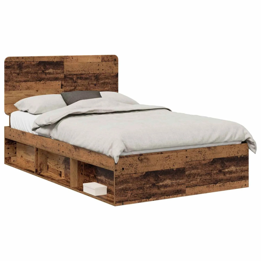 vidaXL Bettrahmen aus massivem Kiefernholz in Braun, rustikaler Stil, B/T/H: 120 x 200 x 100 cm - Bild 2
