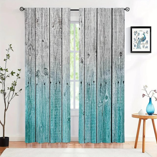 2er-Set Yiran Furniture Fenstervorhänge im Vintage-Stil mit Streifenmuster in Braun und Multicolour, blickdicht, Breite: 50 cm, Höhe: 160 cm - Bild 1