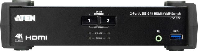 ATEN CS1822 KVMP Switch KVM-Audio-USB-Umschalter mit HDMI und USB-C in Schwarz für 4K UHD - Bild 1