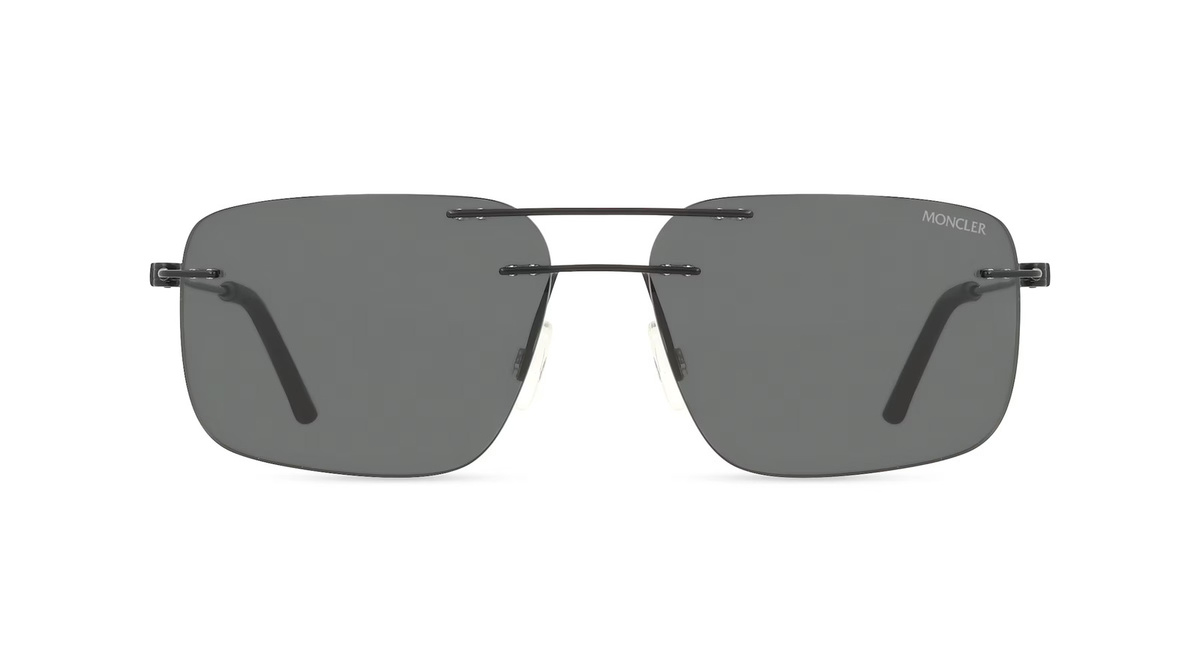Moncler ME4003 Doppler Sonnenbrille, randlos, eckig, Metall, Unisex, schwarz, grau - Bild 1
