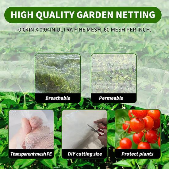 HOW-E Insektennetz Pflanzenschutz für quadratische Tomatenkäfige mit Reißverschluss und Kordelzug, Vogelschutznetz für den Garten, Größe S - Bild 4
